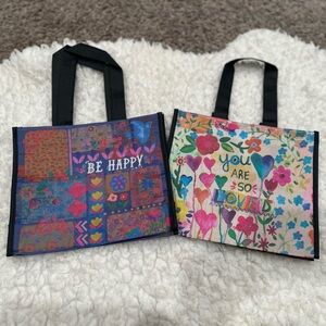 NATURAL LIFE NEW 8x9.5 MEDIUM REUSABLE BAGS X 2 Be Happy You Are So Loved